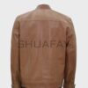 SHUAFAY leather biker jacket in tan, premium quality leather, stylish and durable for an edgy lifestyle. Perfect for motorcycle enthusiasts and fashion-forward individuals.