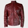 SHUAFAY leather motorcycle jacket in rich burgundy leather with sleek design and premium craftsmanship. Perfect for biker enthusiasts and luxury lifestyle statement.