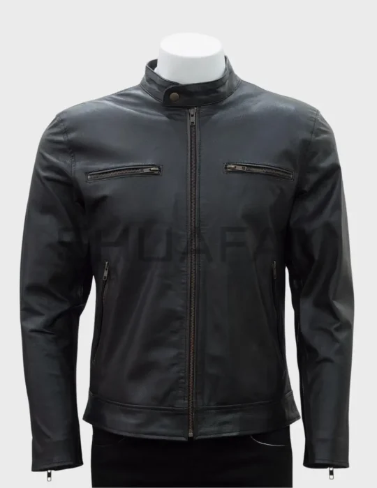 SHUAFAY SwiftGuard Classic Biker Jacket – Men’s Cowhide Leather Café Racer