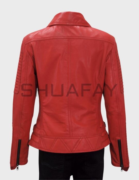 Shuafay Classic Red Leather Biker Jacket - Luxury Leather Biker Gear for Men and Women.