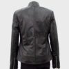 SHUAFAY Black Leather Biker Jacket with Zipper Details.