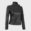SHUAFAY Leather Motorcycle Jacket with Stand Collar and Slim Fit Design.