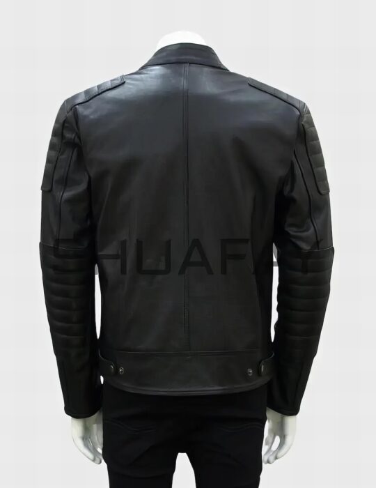 SHUAFAY Leather Biker Jacket with Padded Design for Men and Women, Premium Black Leather, Stylish Motorcycle Gear.