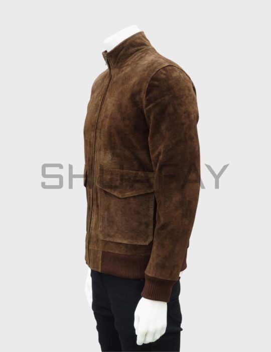 SHUAFAY Men’s Brown Leather Biker Jacket with Classic Edge and Details.