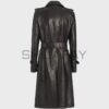 SHUAFAY Leather Trench Coat with Belt and Epaulets.