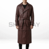 SHUAFAY Gothic Luxe Trench Coat – Men’s Cowhide Leather Double-Breasted Long Coat