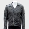 SHUAFAY Black Leather Biker Jacket with Silver Hardware, Perfect for Luxe Motorcycle Style and Premium Lifestyle Fashion.