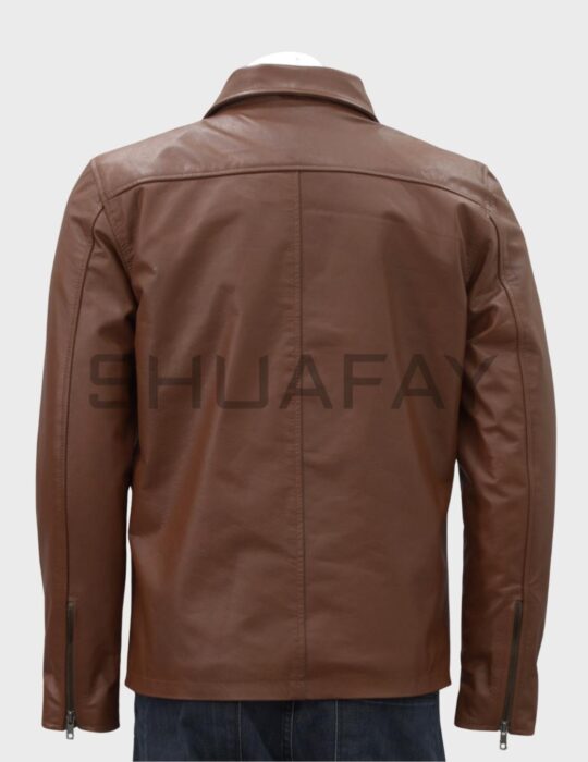 SHUAFAY Leather Biker Jacket - Premium Brown Leather Motorcycle Jacket for Men, Stylish and Durable.