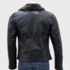 SHUAFAY men's leather biker jacket with fur collar, premium black leather, motorcycle style, luxury craftsmanship, sleek and timeless design. Perfect for biker enthusiasts.