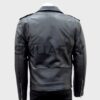 SHUAFAY Black Genuine Leather Biker Jacket with Zipper Details, Premium Motorcyclist Motorcycle Gear for Men.