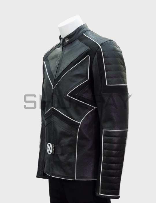SHUAFAY Black Leather Biker Jacket with White Piping and Quilted Detailing - Luxury Leather Motorcycle Gear for Men.