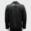 SHUAFAY Men’s Black Leather Biker Jacket with Quilted Shoulder Details and Classic Fit.