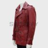 SHUAFAY Snakeskin Leather Biker Jacket with a bold red finish and luxurious texture. Perfect for high-end street style and motorcycle enthusiasts.