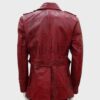 SHUAFAY Red Snake Pattern Leather Motorcycle Jacket with Structured Fit and Classic Design.