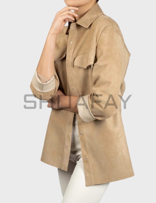 SHUAFAY Women's Faux Suede Trench Coat, Stylish and luxurious leather biker gear. Perfect for a sophisticated lifestyle, crafted with premium faux suede for elegance and durability.
