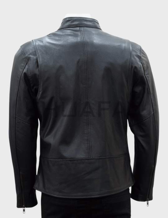 SHUAFAY SwiftGuard Classic Biker Jacket – Rear View Cowhide Leather Rider Jacket for Men