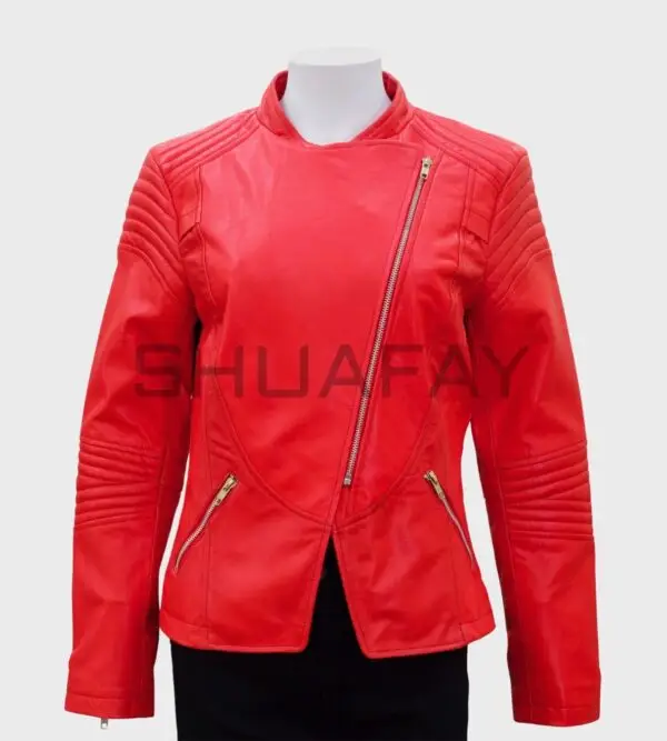 Opulent Threaded Leather Jacket for Women