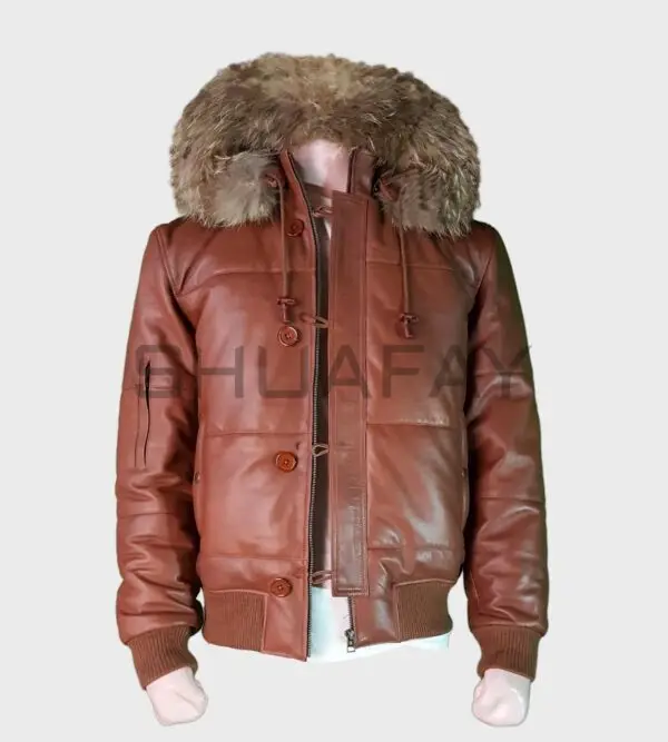 Luxe Guard Puffer Jacket for Men with Fur detavhable Hoodie