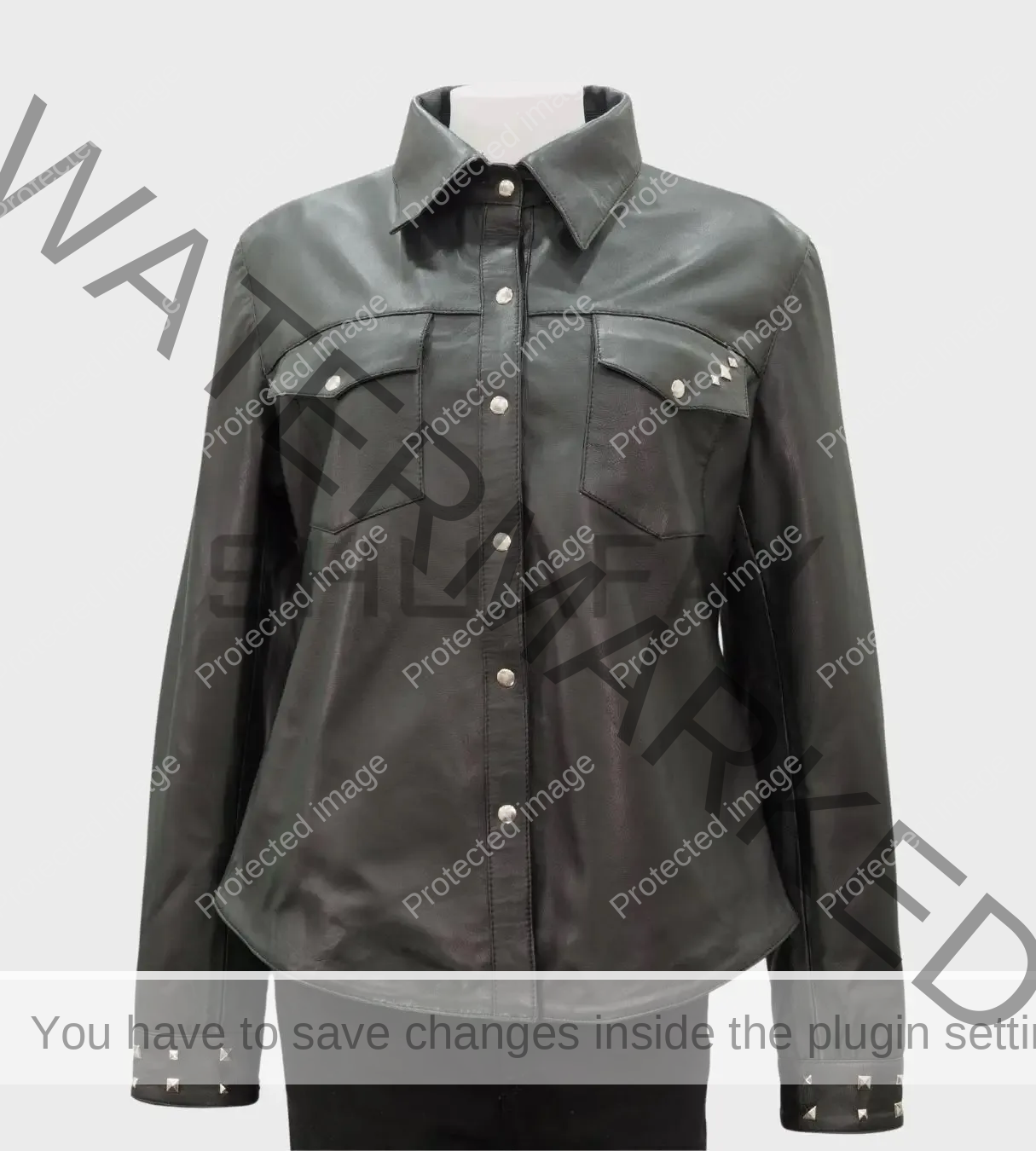 SHUAFAY Black Leather Western Shirt with Silver Studded Accents.