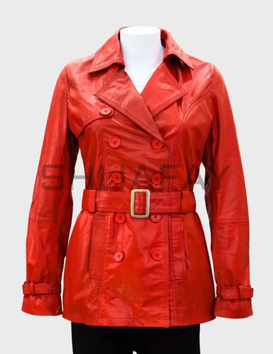 Dominique Long Leather Coat for Women