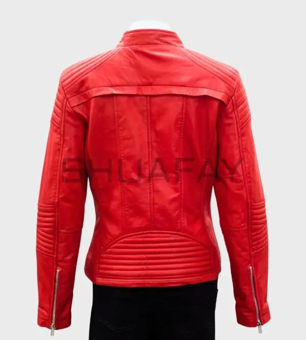 Opulent Threaded Leather Jacket for Women