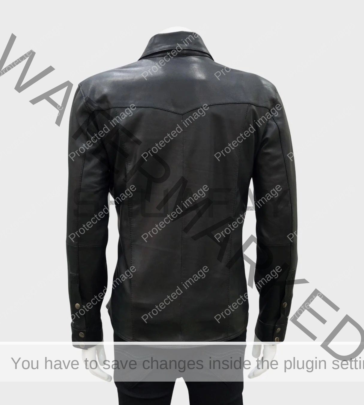 SHUAFAY Black Leather Moto Jacket with Classic Stitch Detailing and Snap Button Cuffs.