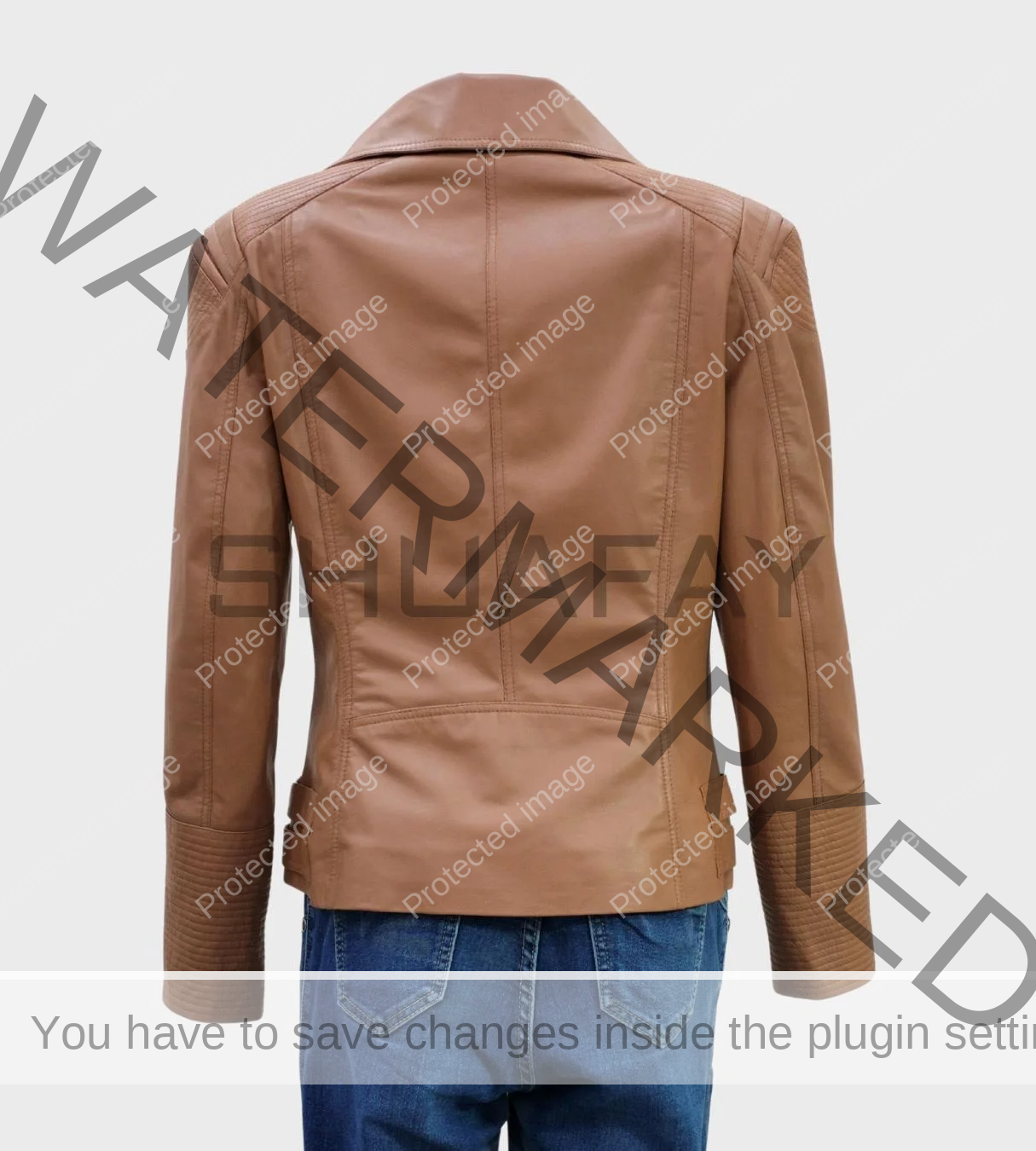 SHUAFAY men's tan leather biker jacket with quilted sleeve accents and classic collar.