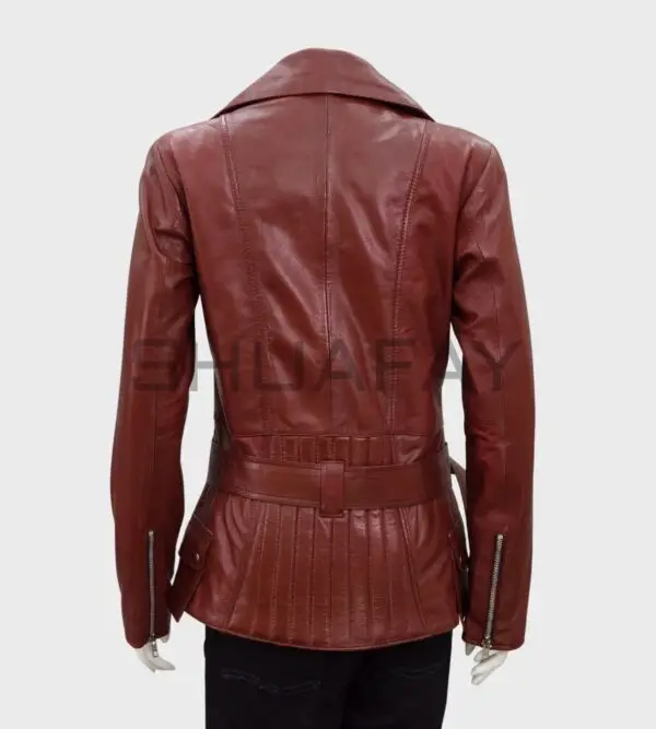 Evoke Elegance Women’s Leather Jacket with Oversized Pockets