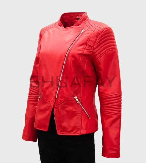 Opulent Threaded Leather Jacket for Women