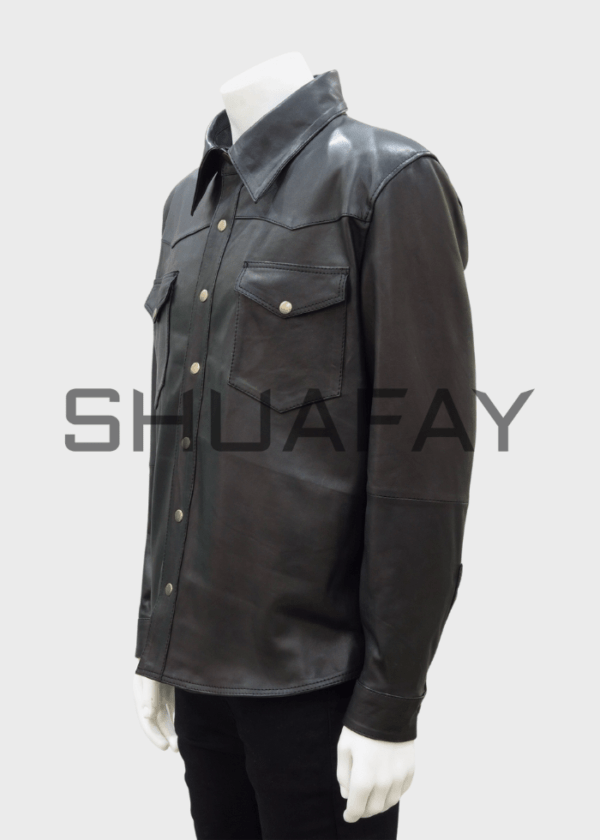 LuxeLoom Leather Shirt S