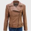 Shuafay genuine leather biker jacket with adjustable belt and quilted shoulder accents, premium craftsmanship for a luxury biker lifestyle.