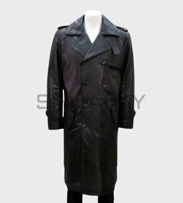 Shadow Enigma Gothic Leather Trench Coat