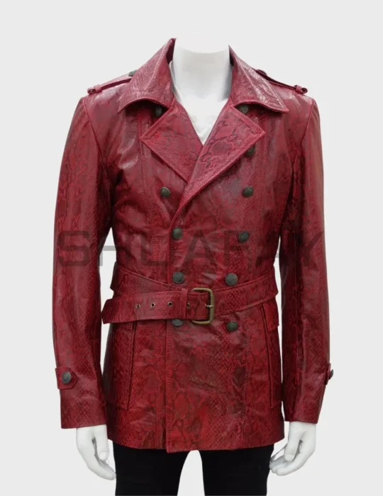 Croc Regal Crocodile Texture Lambskin Leather Prince Coat