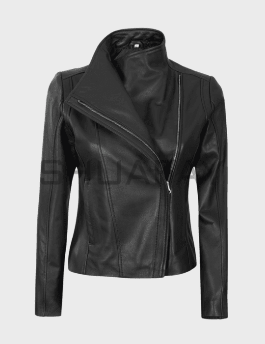 Nexa Curve Lambskin Minimalistic Leather Jacket for Women