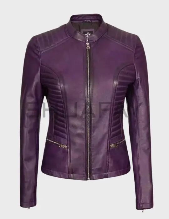 Radiant Stripe Lambskin Jacket for Women