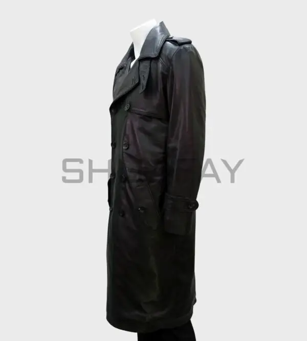 Shadow Enigma Gothic Leather Trench Coat