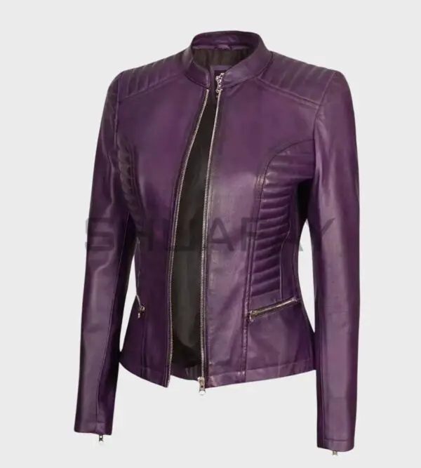 Radiant Stripe Lambskin Jacket for Women