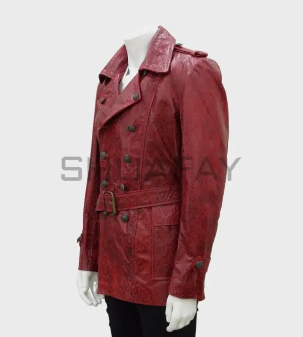 Croc Regal Crocodile Texture Lambskin Leather Prince Coat