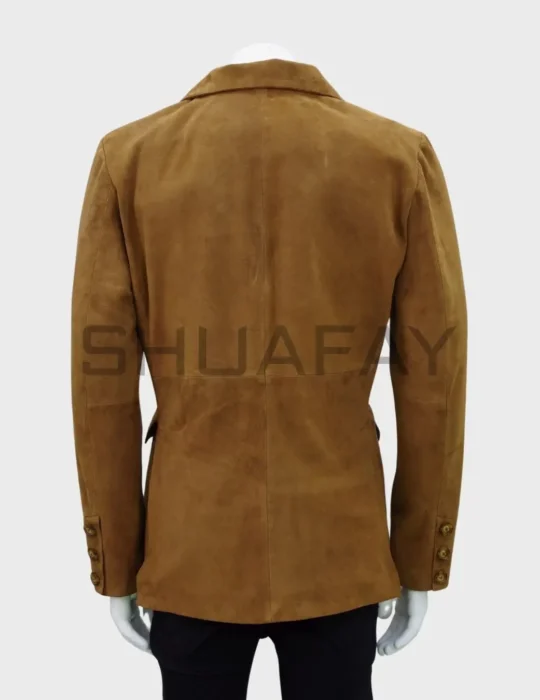 Suede Monarch Suede Leather Blazer with Flap-Over Pockets