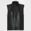 Pinnacle Lambskin Top for Women - High-neck lambskin leather top with tie detail, padded shoulders, pleated neckline, and back zipper.