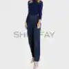 Velour High-Waist Suede Pants for women – lambskin suede leather, wide-leg tapered fit, and high-waist design.