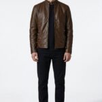 Bold Stitch Jacket Men Dark Brown Front