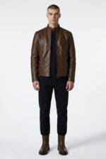 Bold Stitch Jacket Men Dark Brown Front