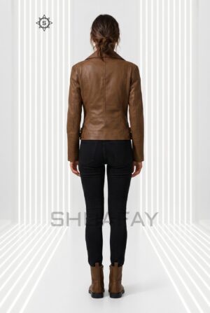 Brando Grace Leather Jacket Women Brown Back