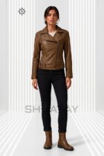 Brando Grace Leather Jacket Women Brown Front