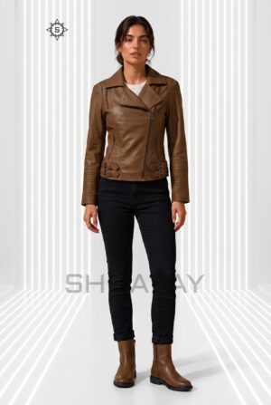 Brando Grace Leather Jacket Women Brown Front