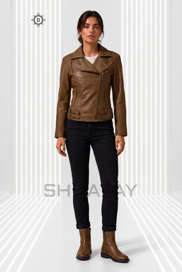 Brando Grace Leather Jacket Women Brown Front