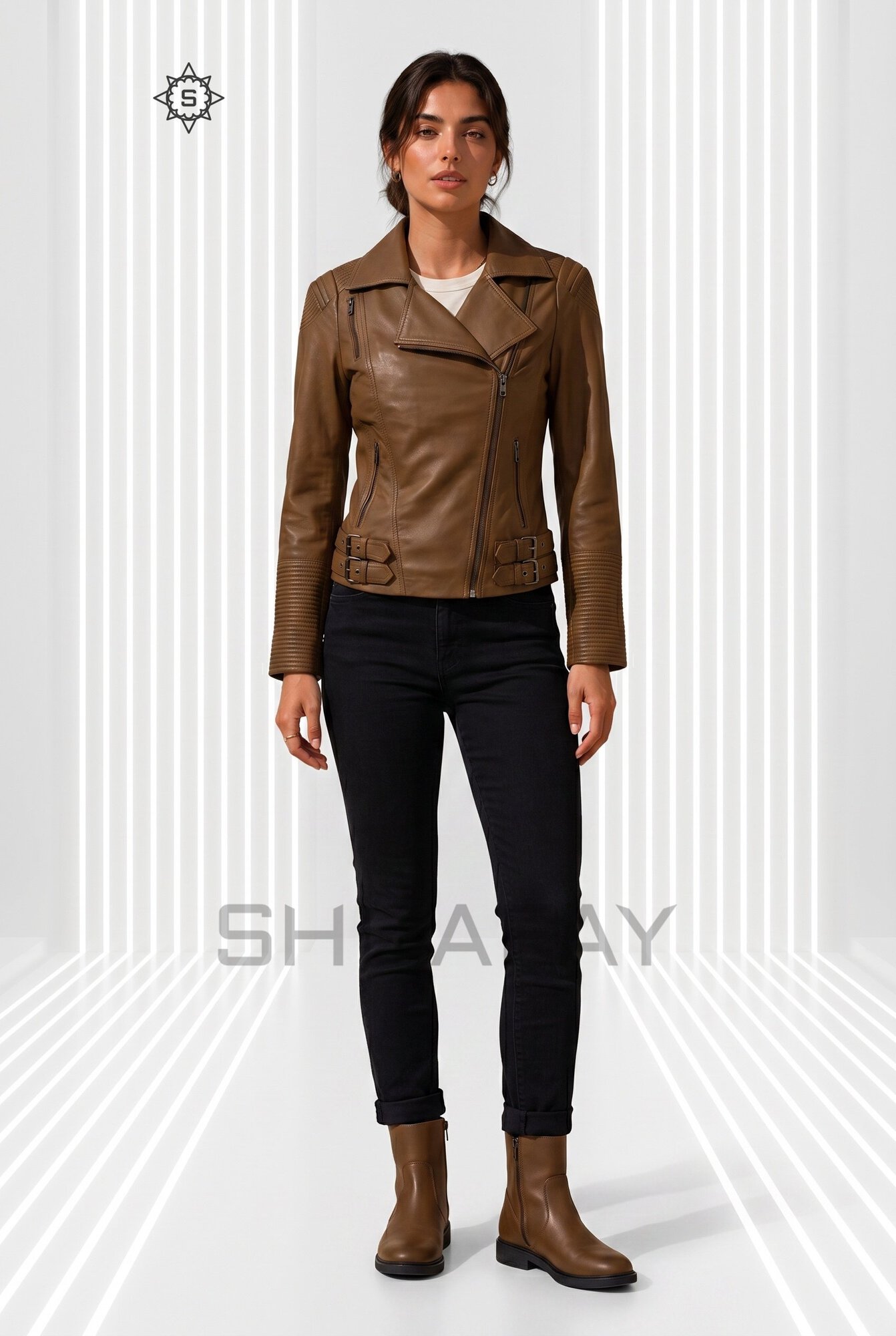 Brando Grace Leather Jacket Women Brown Front