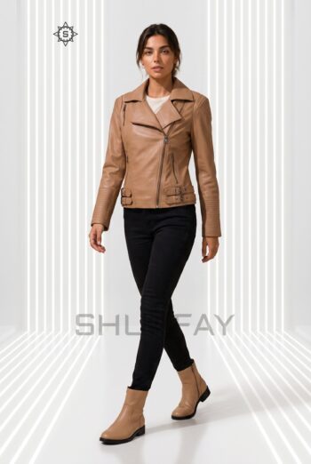 Brando Grace Leather Jacket Women Tan Front