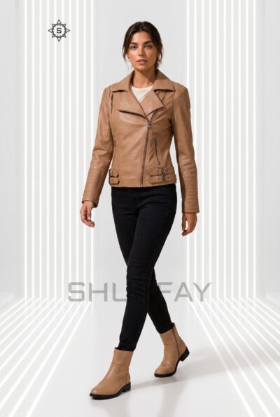 Brando Grace Leather Jacket Women Tan Front